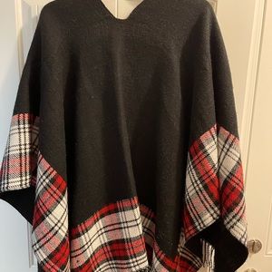 Black & Red Plaid Reversible Wool Kimono